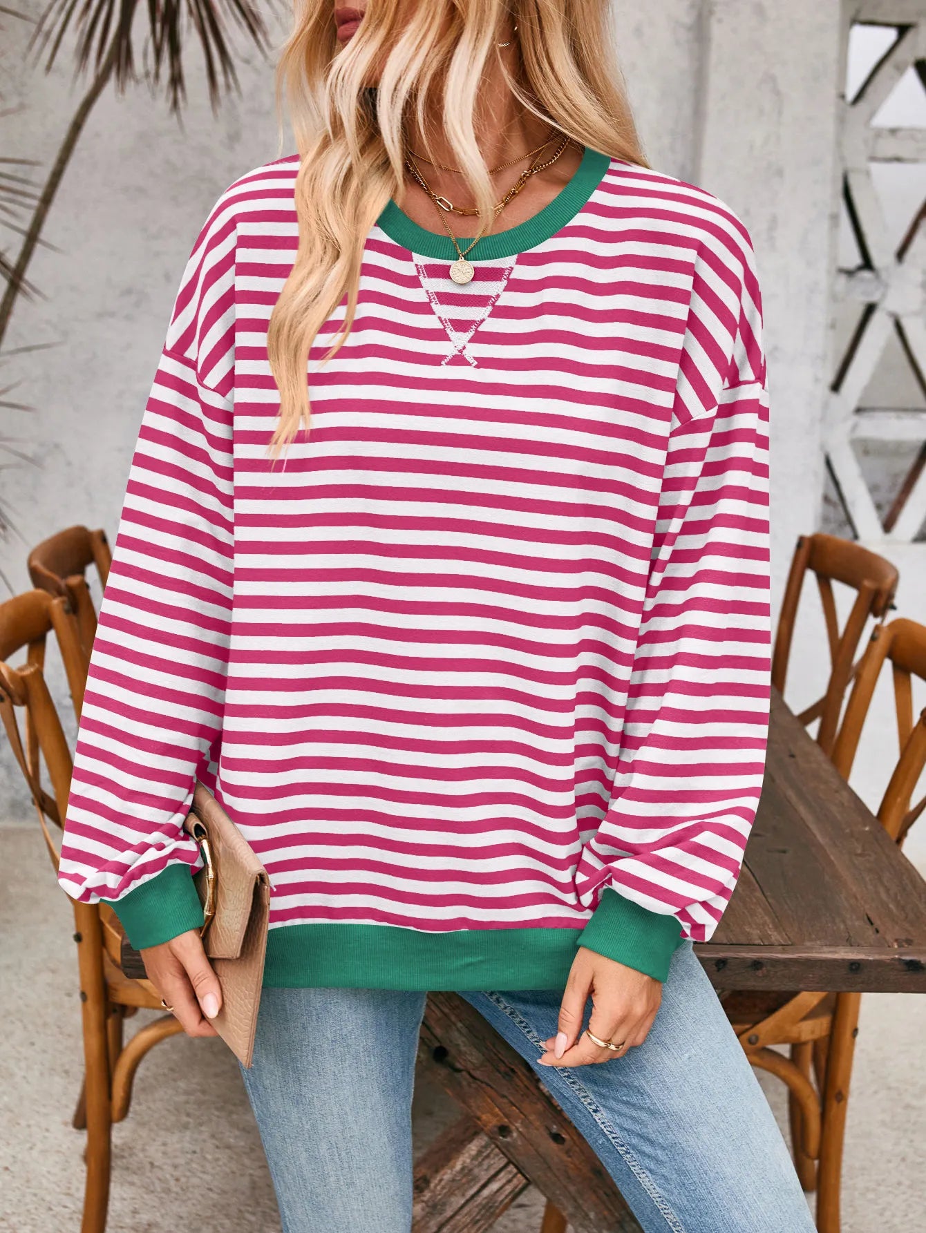 Issah Gemütlicher Gestreifter Pullover