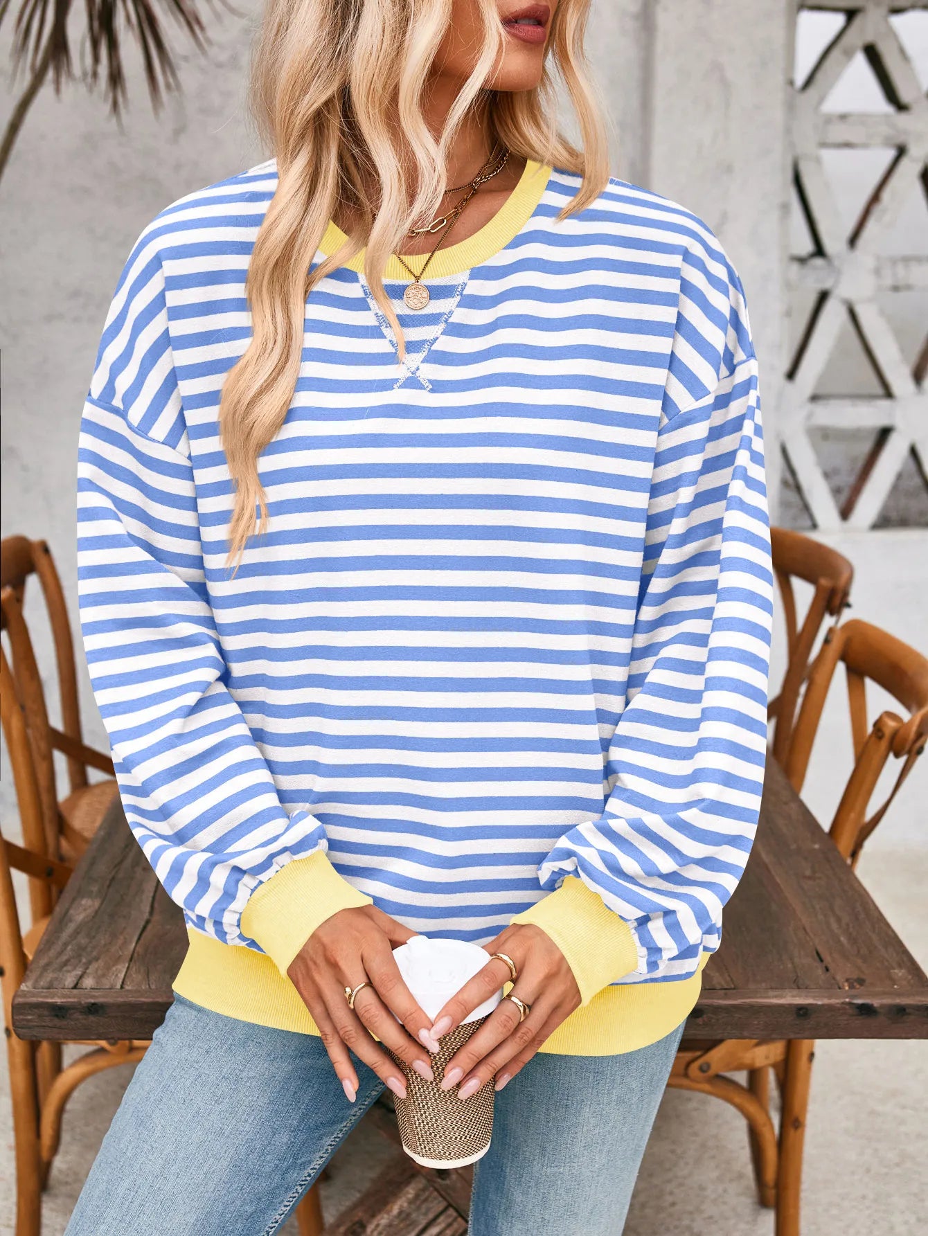 Issah Gemütlicher Gestreifter Pullover