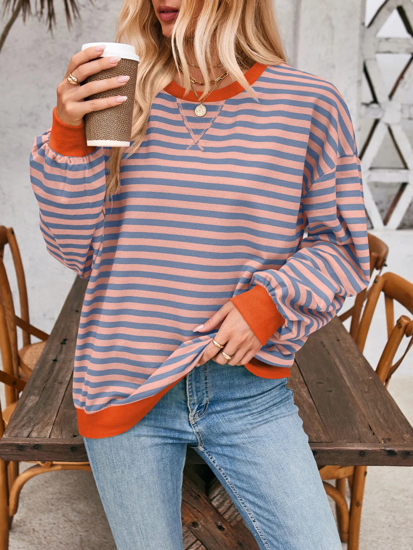 Issah Gemütlicher Gestreifter Pullover