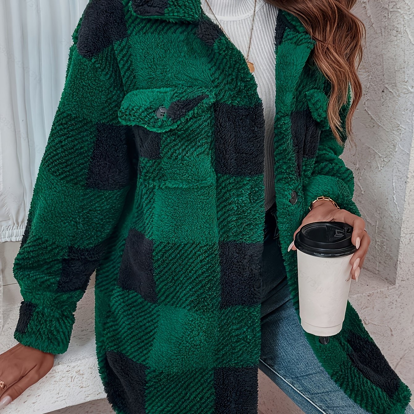 Plüsch Fleece Winterjacke