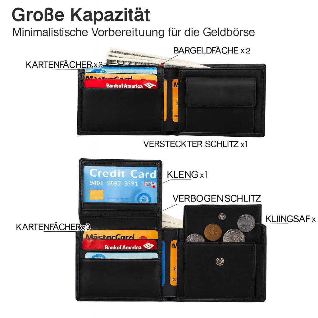 Atlas Geldbörse mit RFID-Schutz – Schlank und elegante