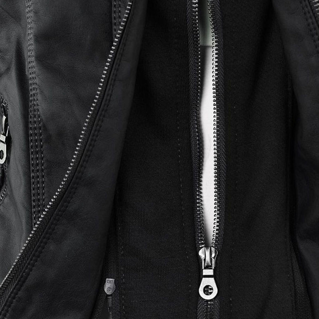 Pia - Moderne Lederjacke mit Kapuze
