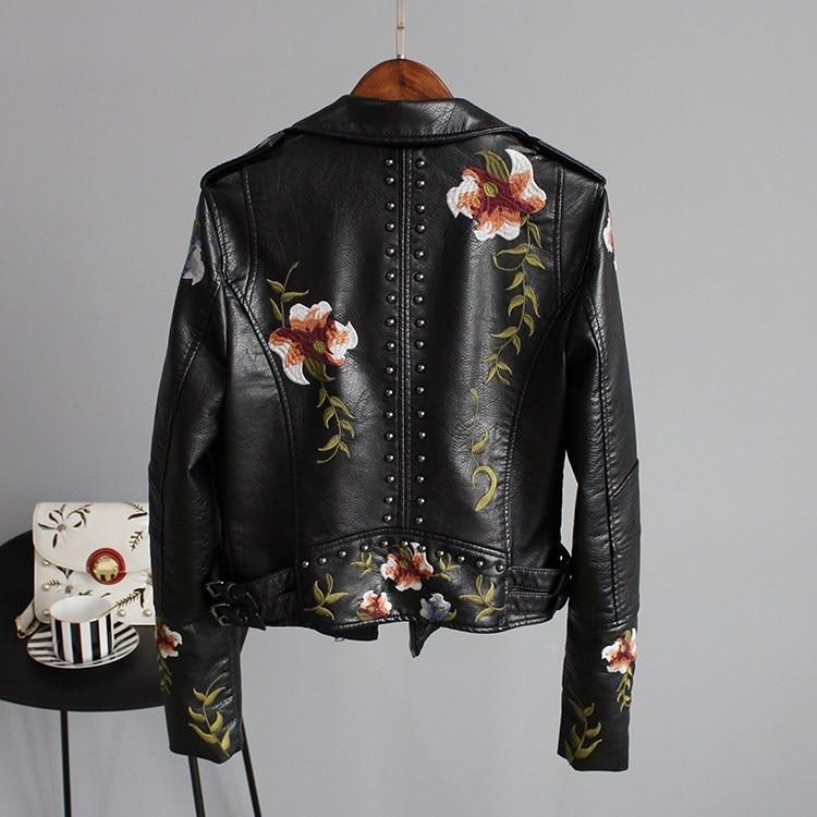 Ella - Stilvolle bestickte Lederjacke