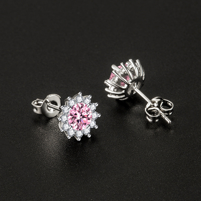 Rosafarbene Sunlit Muse Ohrringe aus Weißgold