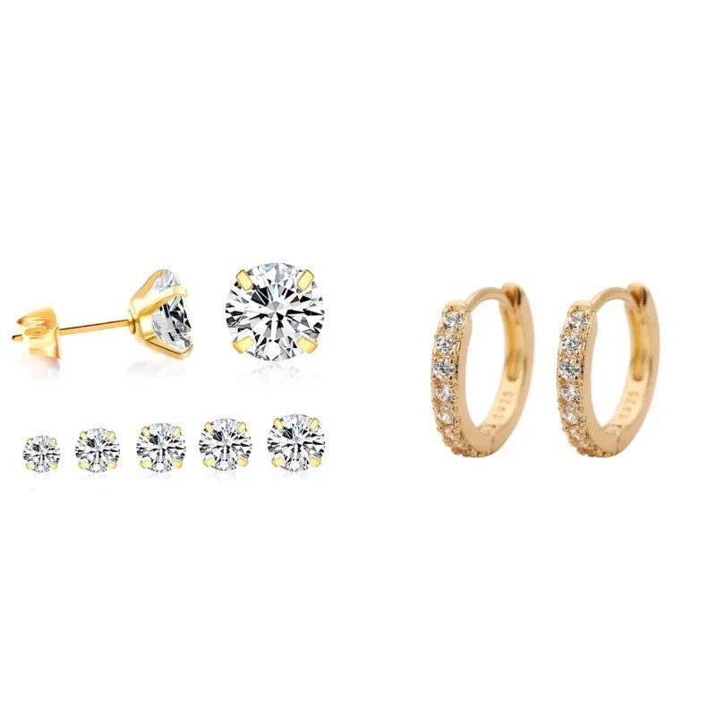 Dara Brillane Stein-Ohrringe Set | Gold