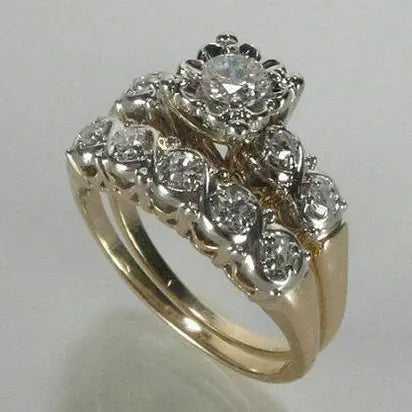 Retro Goldring mit Glitzer