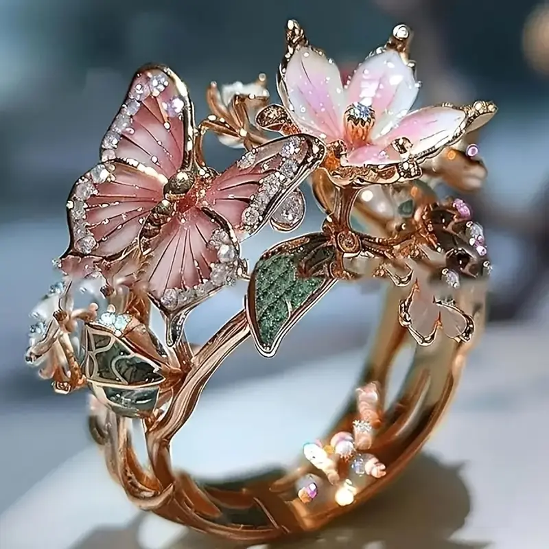 Natur heller Schmetterling Zirkonia Ring