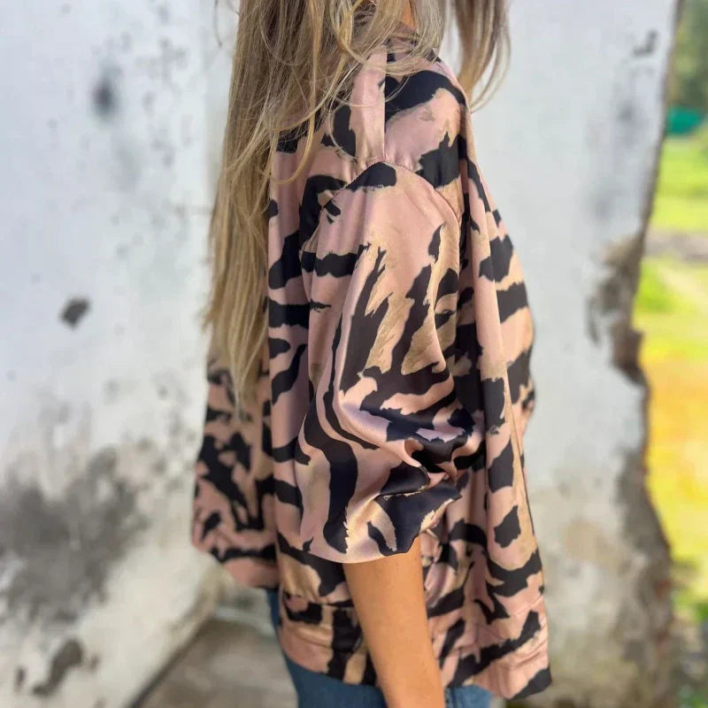 María – Bomberjacke mit Zebra Drucken und Reißverschluss