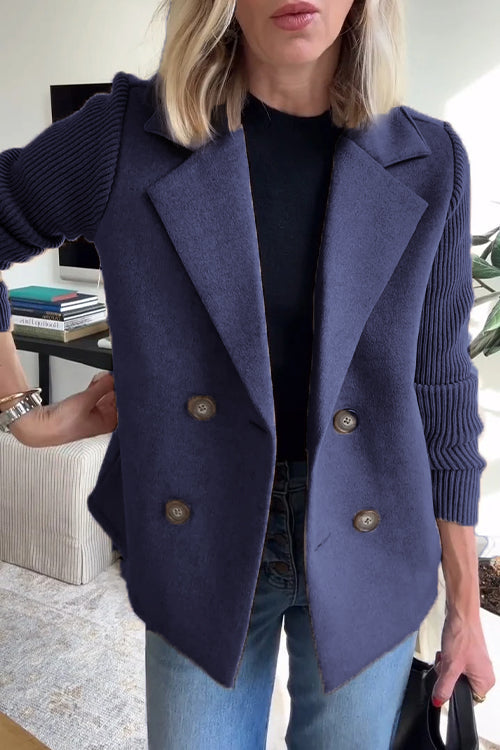 Jaz Chic Knit-Sleeve Blazer