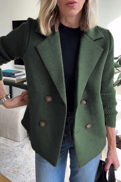 Jaz Chic Knit-Sleeve Blazer