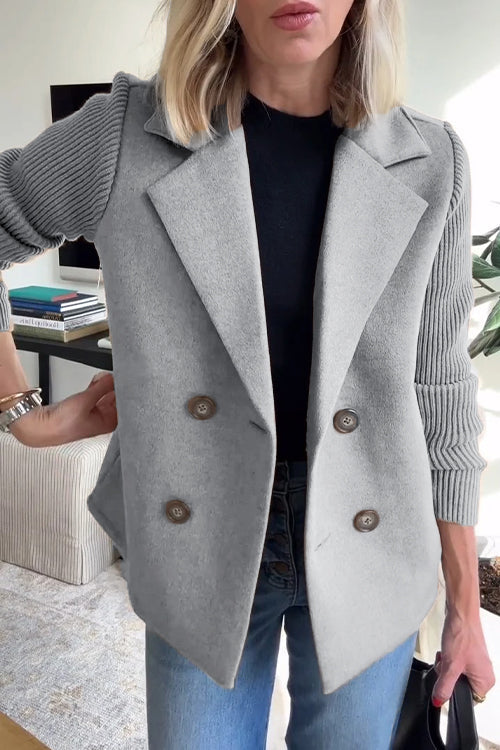 Jaz Chic Knit-Sleeve Blazer