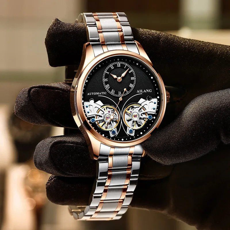Mechanische Uhr mit doppeltem Tourbillon und Leuchtfunktion