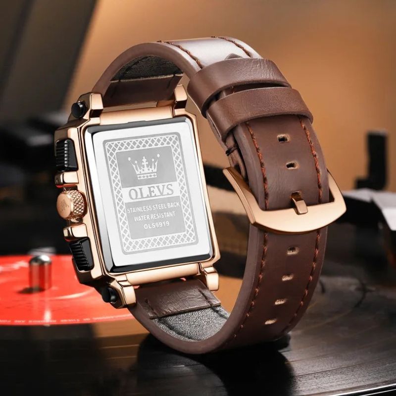 Modische Uhr mit quadratischem Zifferblatt und Chronograph