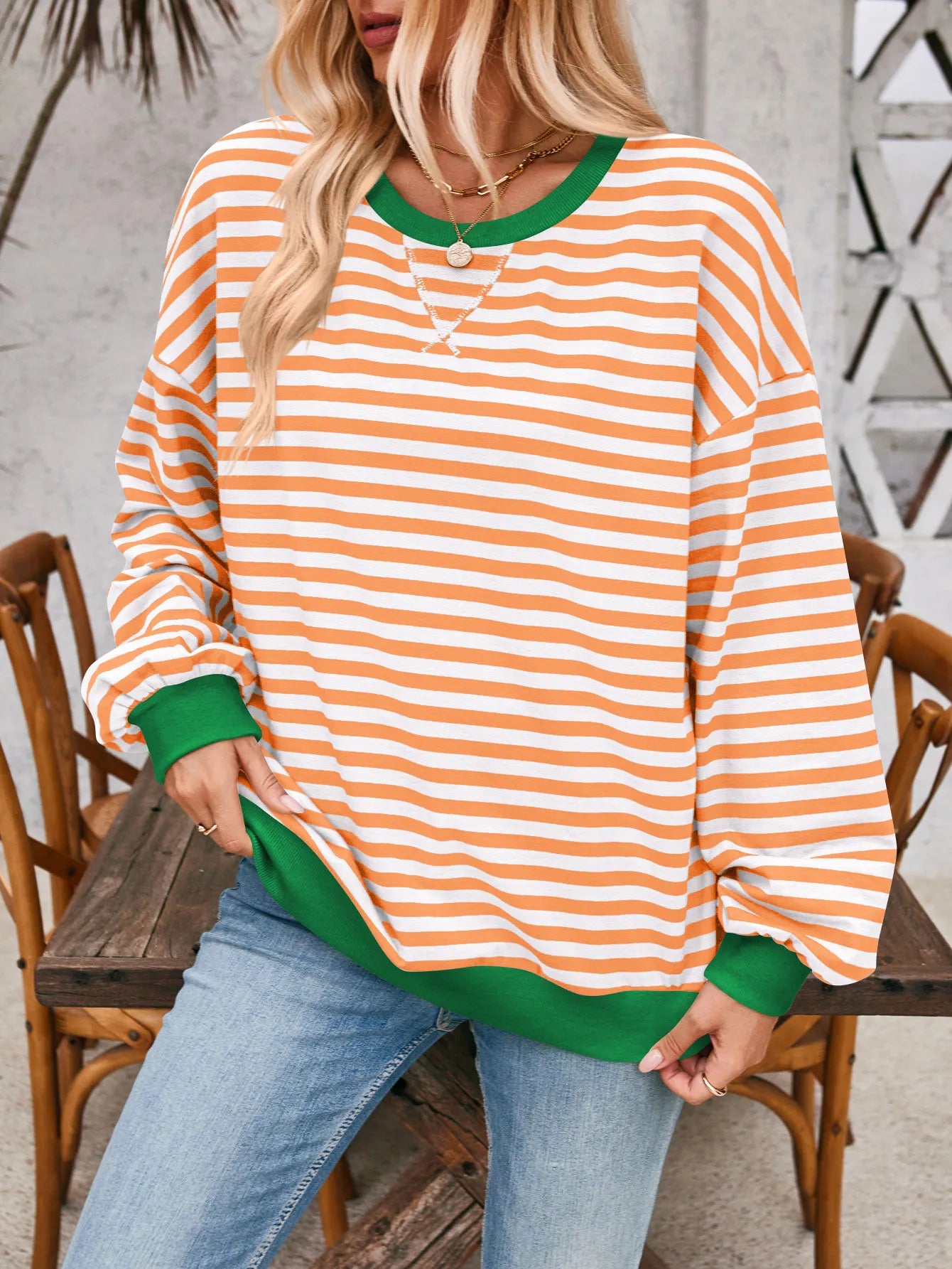 Issah Gemütlicher Gestreifter Pullover