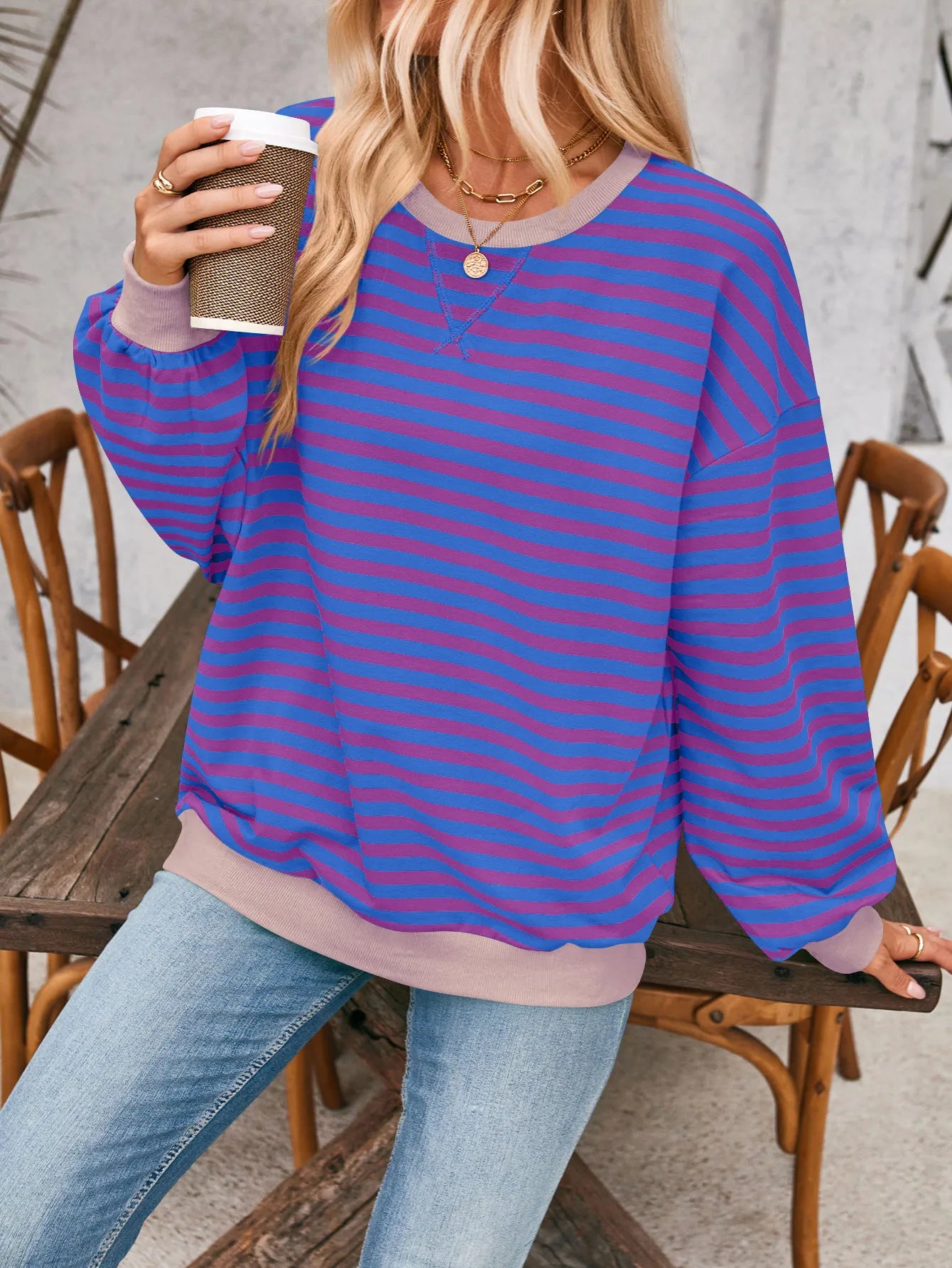 Issah Gemütlicher Gestreifter Pullover