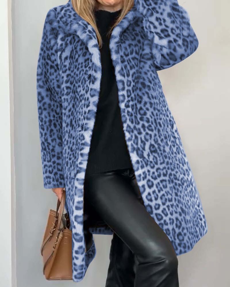 LEIA – Langer, weicher Mantel mit Leopardenmuster