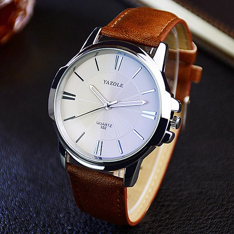 Blaue Glas-Lederuhr