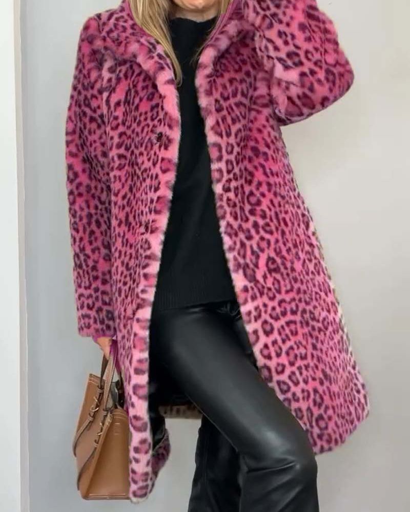 LEIA – Langer, weicher Mantel mit Leopardenmuster