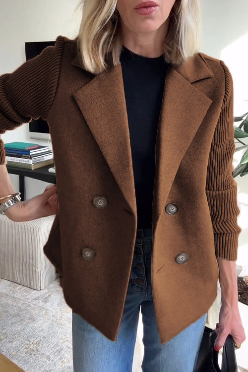 Jaz Chic Knit-Sleeve Blazer