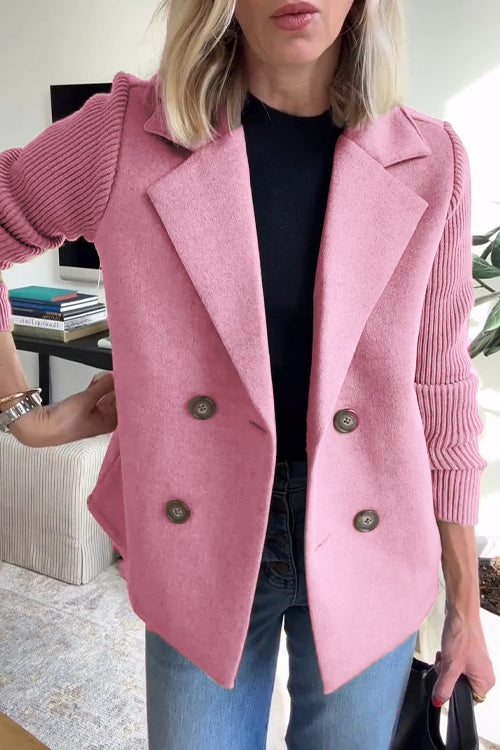 Jaz Chic Knit-Sleeve Blazer