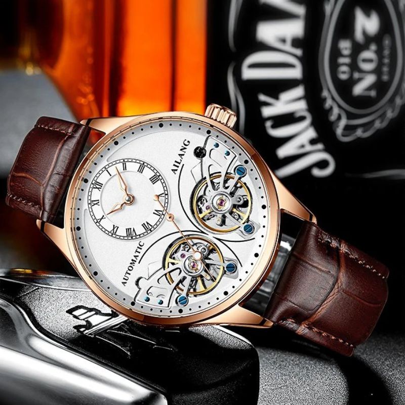 Mechanische Uhr mit doppeltem Tourbillon und Leuchtfunktion