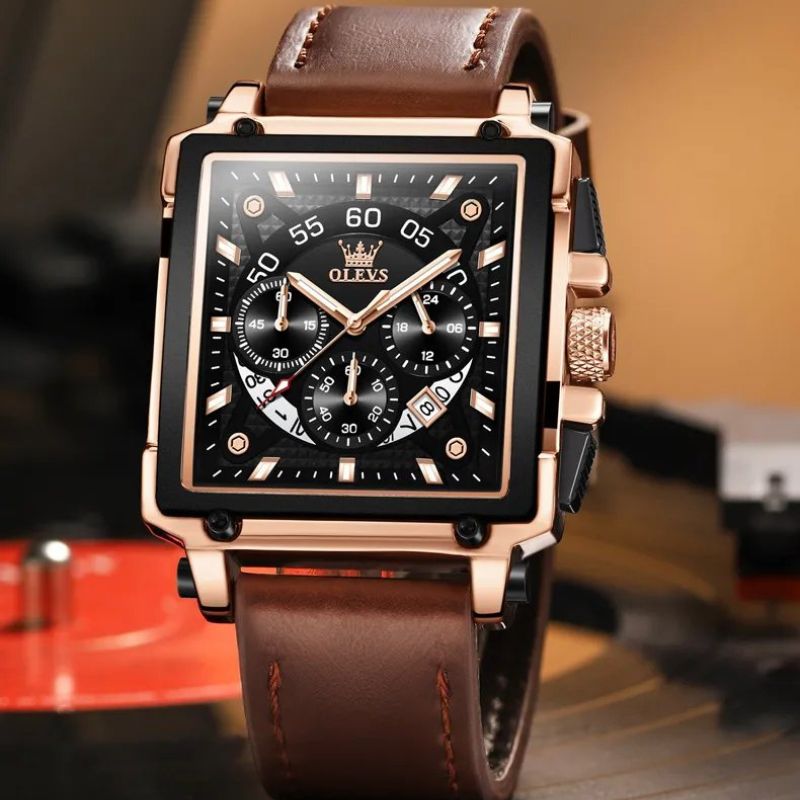 Modische Uhr mit quadratischem Zifferblatt und Chronograph