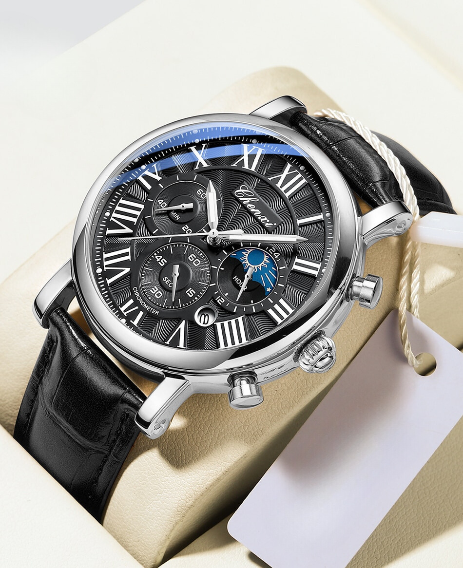 Quarzuhr mit Lederarmband
