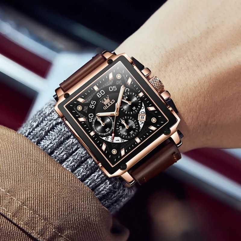 Modische Uhr mit quadratischem Zifferblatt und Chronograph
