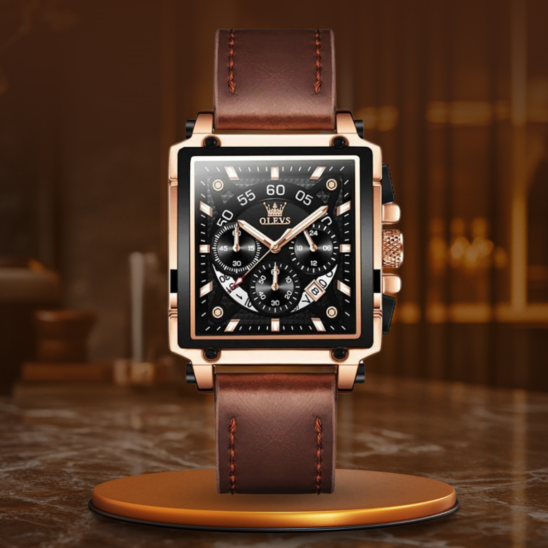Modische Uhr mit quadratischem Zifferblatt und Chronograph