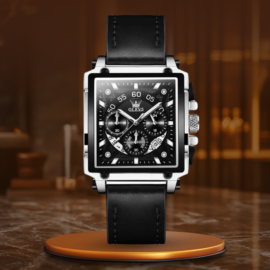 Modische Uhr mit quadratischem Zifferblatt und Chronograph
