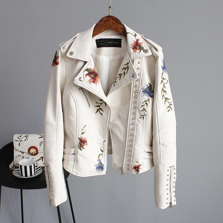 Ella - Stilvolle bestickte Lederjacke