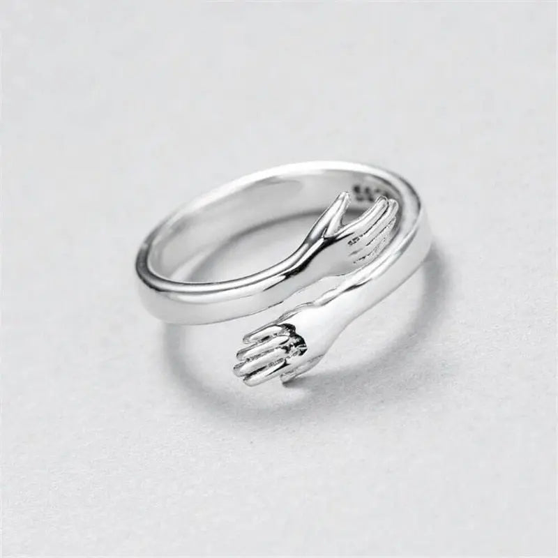 Silberner verstellbarer Umarmungs Ring