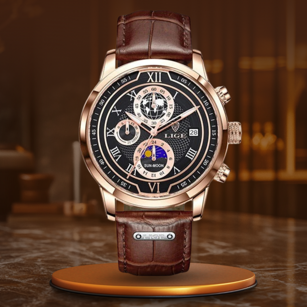 Hochwertige Chronographenuhr mit Lederarmband