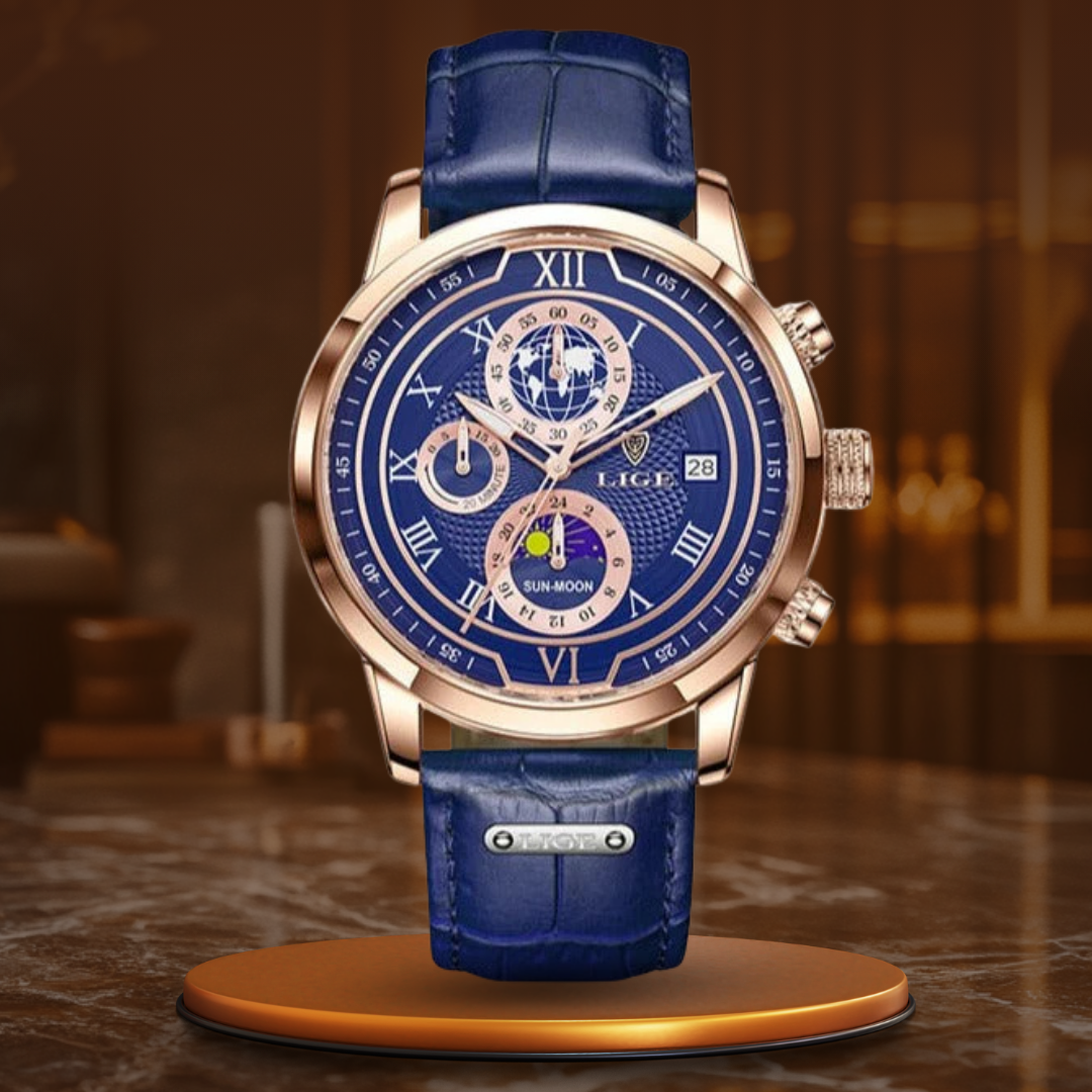 Hochwertige Chronographenuhr mit Lederarmband