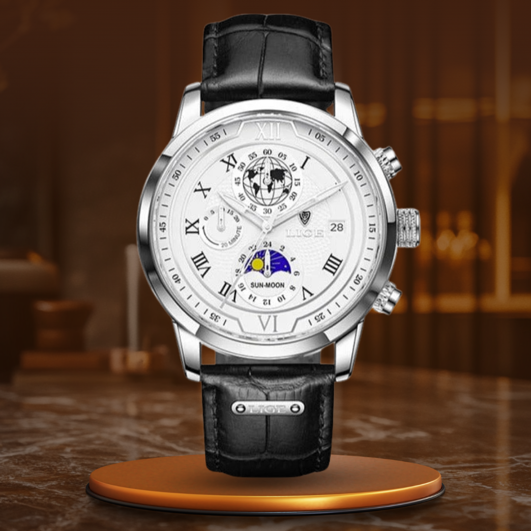 Hochwertige Chronographenuhr mit Lederarmband