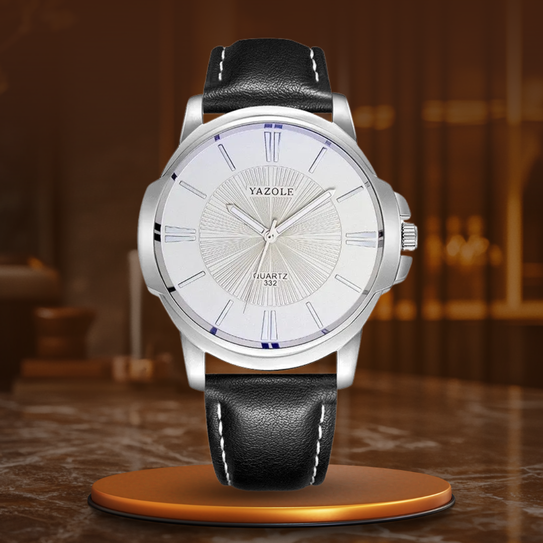 Blaue Glas-Lederuhr