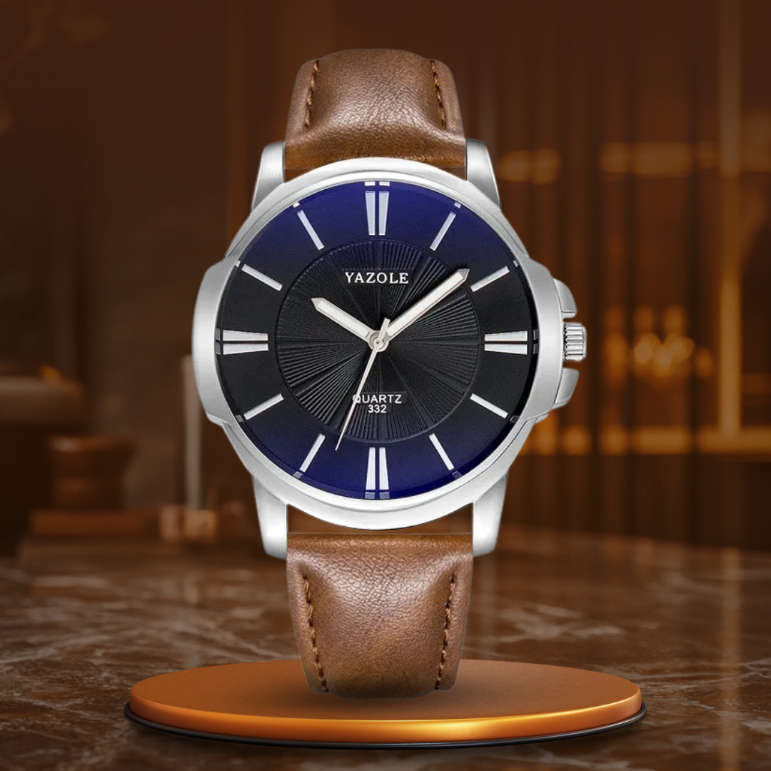 Blaue Glas-Lederuhr