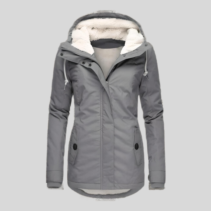 Allison - Wasserdichte lange Jacke mit Kapuze und Futter