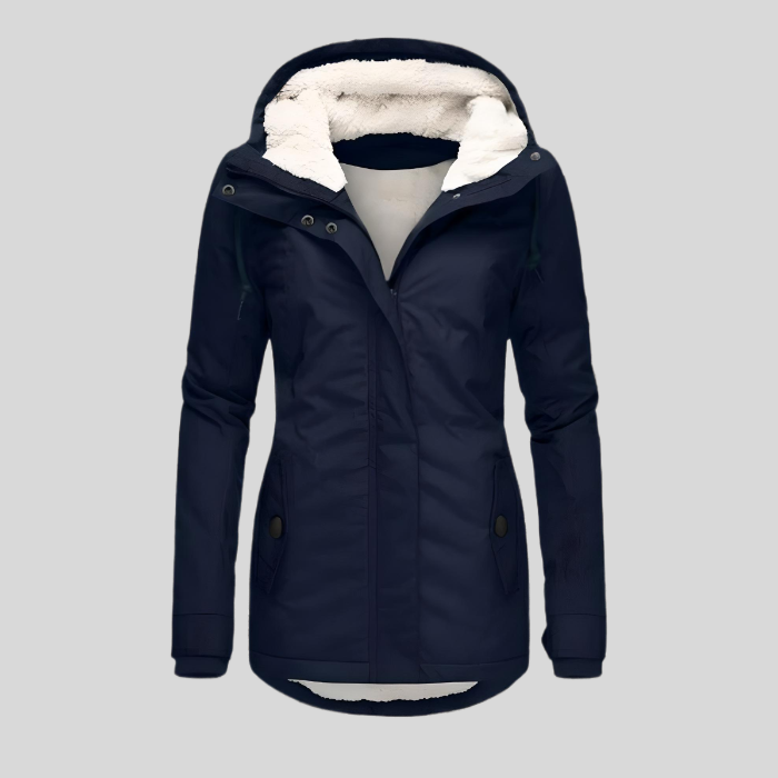 Allison - Wasserdichte lange Jacke mit Kapuze und Futter