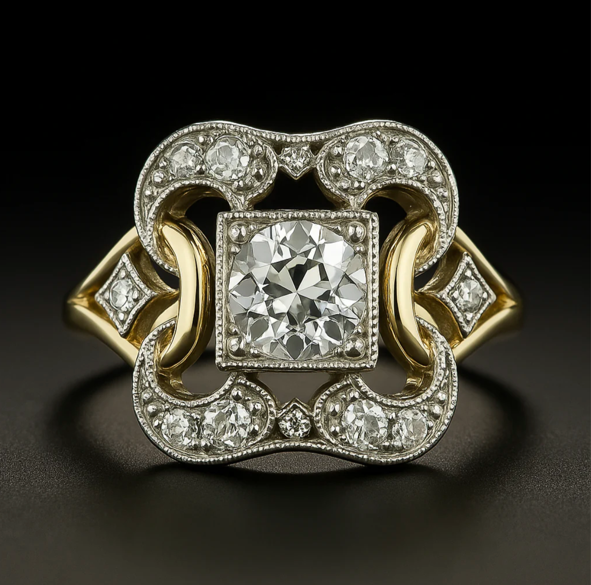 Retro Ring aus Zirkonia und Goldene