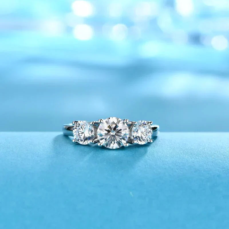 Clare Dreifach Stein Ring | Weißgold