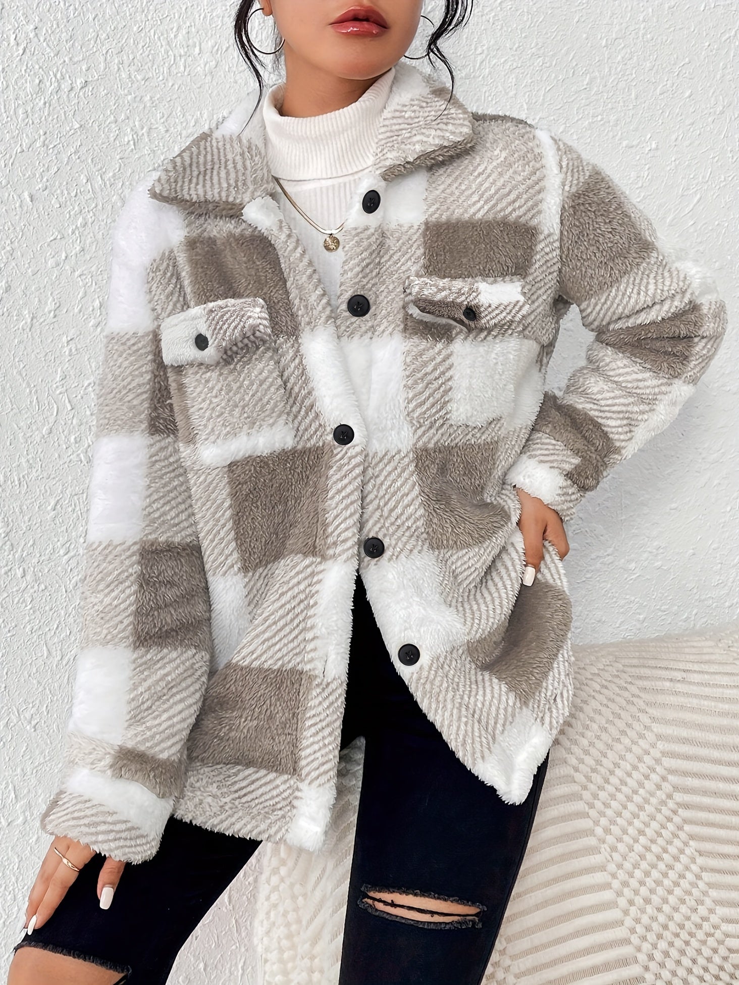 Plüsch Fleece Winterjacke