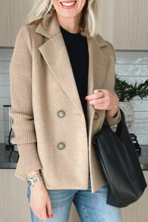 Jaz Chic Knit-Sleeve Blazer