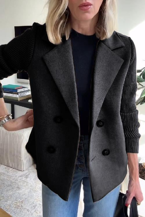 Jaz Chic Knit-Sleeve Blazer