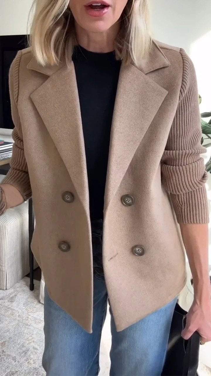 Jaz Chic Knit-Sleeve Blazer