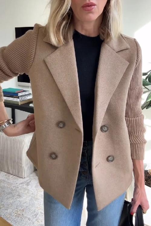 Jaz Chic Knit-Sleeve Blazer