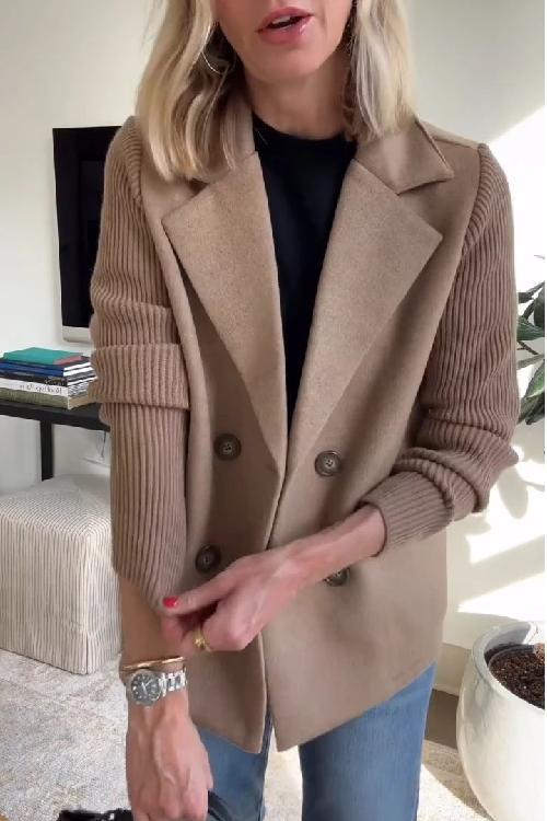 Jaz Chic Knit-Sleeve Blazer