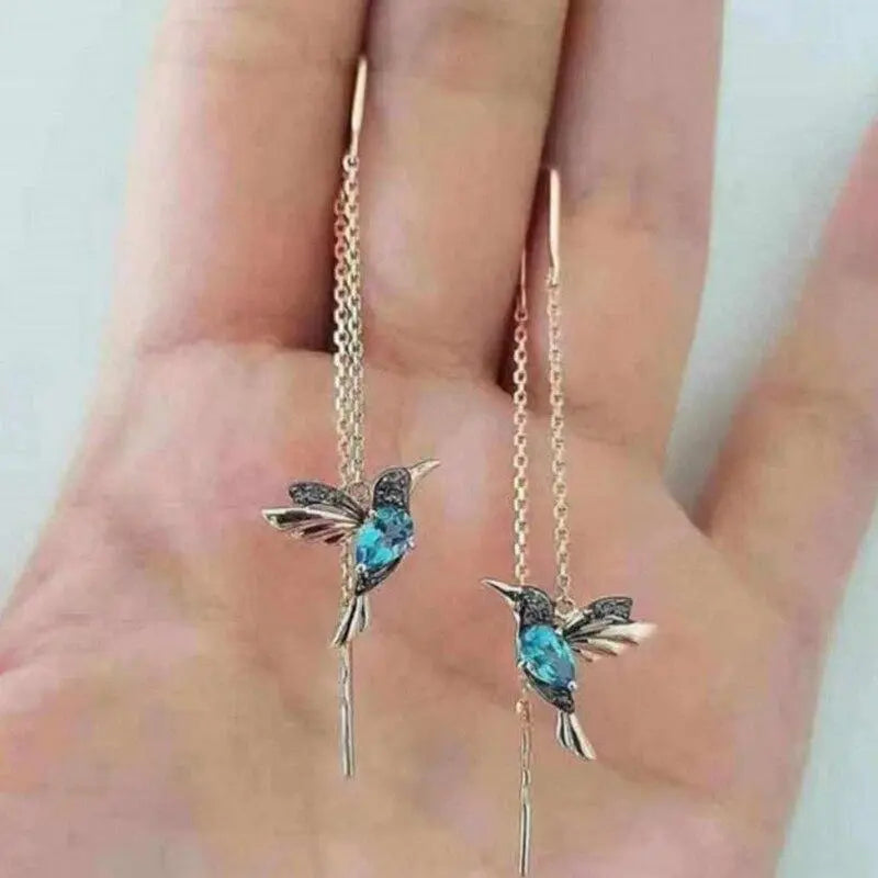 Kolibri-Ohrringe aus Emaille und Zirkonia